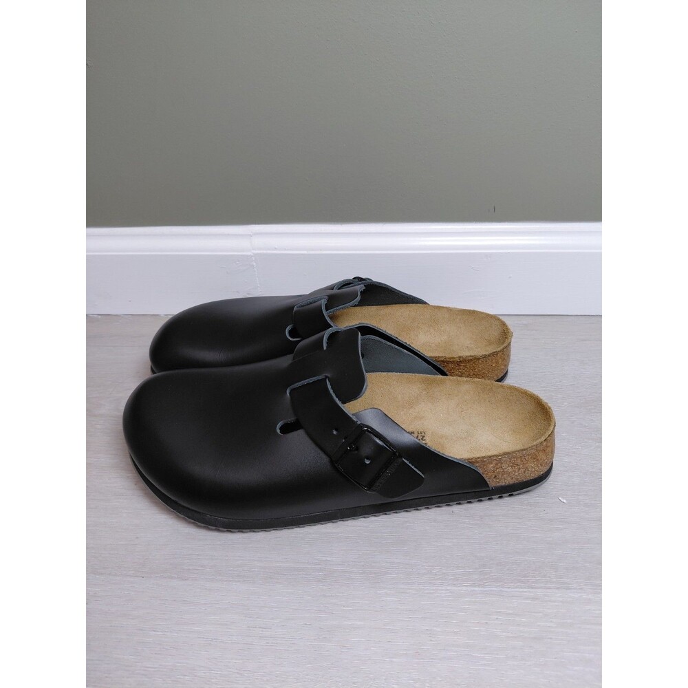 Birkenstock Unisex Boston Super Grip Leather Clogs Size 42EU L 11 M 9 Black Narr